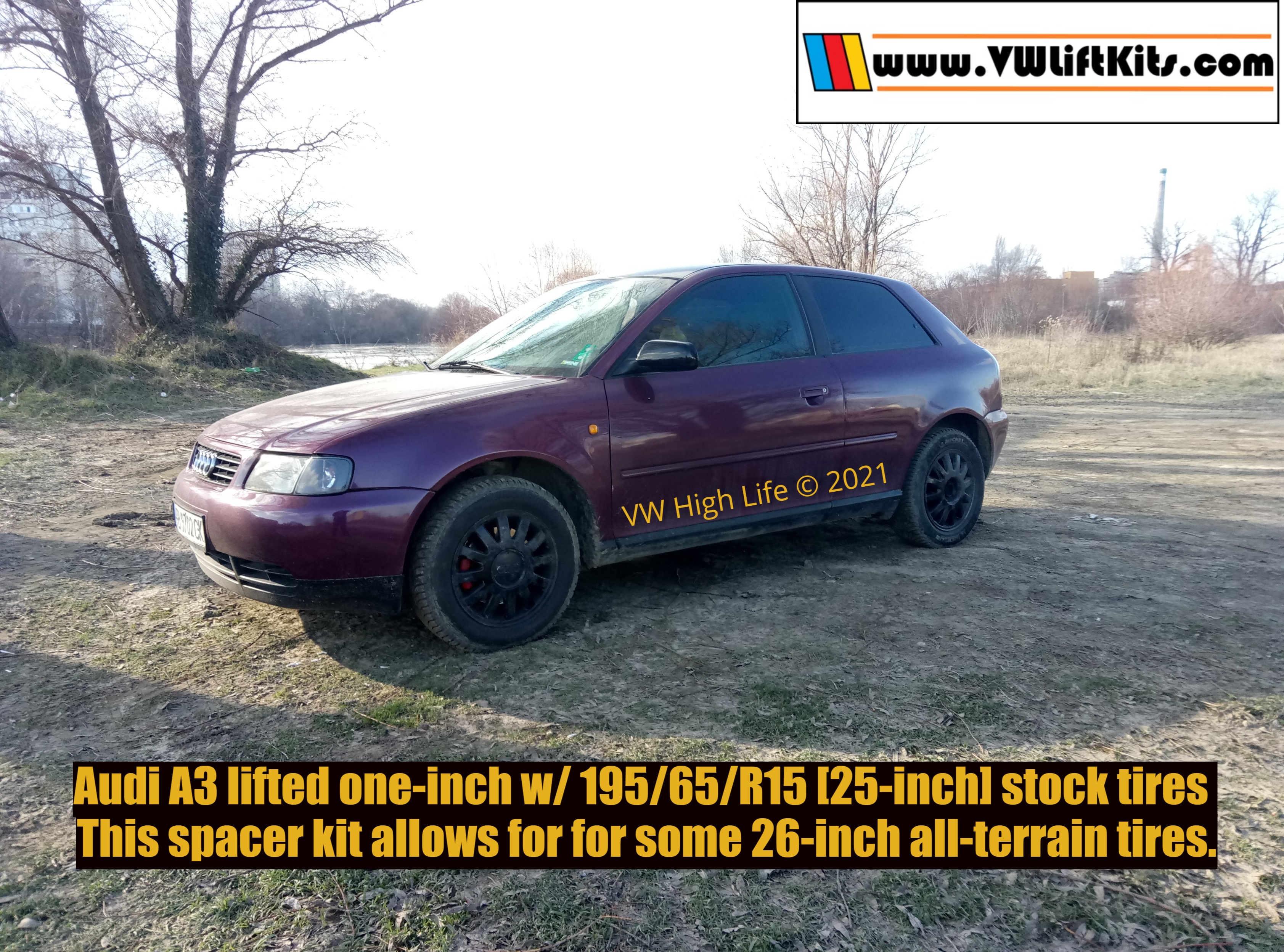 Kiril of Nessebar Bulgaria lifted his 1998 Audi A3 with a one-inch spacer kit and plans to mount 26-inch all-terrain tires.